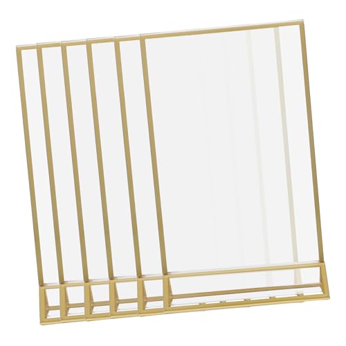 DIKACA 6 Stück Teiliges Acryl Tischschild Doppelseitige Transparente Aufsteller mit Goldenem Rand Langlebig und Leicht als Stilvolle Getränkekartenhalter für Hochzeiten Restaurants und von DIKACA