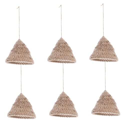 DIKACA 6 Stück Teiliges Boho Lampenschirm aus Nachhaltigem Juteseil Handgewebter Nordischer Vintage Pendelleuchte Geflochtene Seil-abdeckung für Wohnzimmer Schlafzimmer Esszimmer von DIKACA