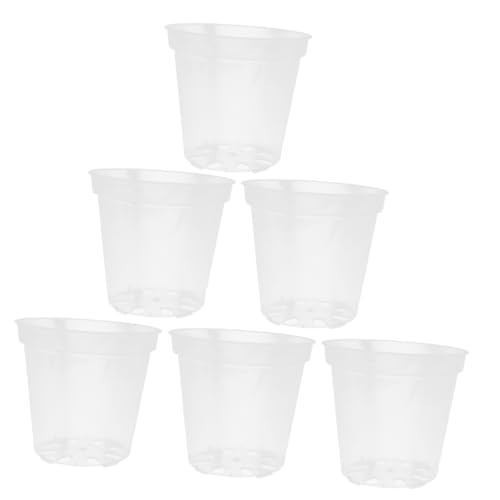 DIKACA 6 Stück Transparente Blumentöpfe Atmungsaktive Blumentöpfe Klare Orchideentöpfe Mit Löchern Kleine Pflegetöpfe Außentöpfe Gartentöpfe Gewächshaustöpfe Dekorative von DIKACA