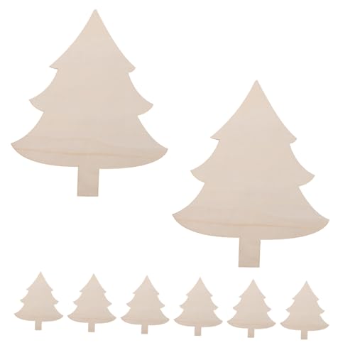 DIKACA 8 Stück Weihnachts Holzausschnitte Weihnachtsbasteln Weihnachtsbaum Holzausschnitt Holz Hängeornamente Bastelornamente Zum Bemalen Kleine Holzornamente Holzbeige von DIKACA