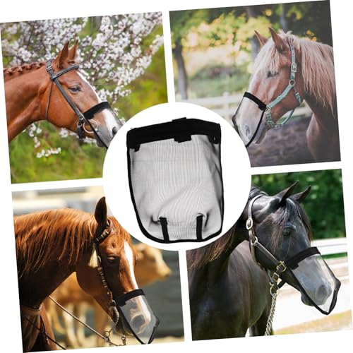 DIKACA Atmungsaktive Pferde Fliegenmaske Mesh Schutzmaske mit Komfortpassform Mittelgroß für Insektenschutz und Bequemen Sitz von DIKACA