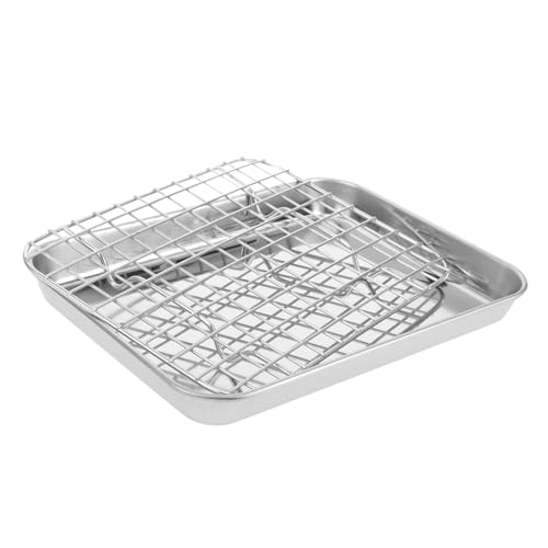 DIKACA Backblech und Kühlgitter aus Edelstahl Robustes Backblech mit Abnehmbarem Drahtgestell Spülmaschinenfest Vielseitig Einsetzbar für Kuchen Kekse und Grillen im Haushalt und von DIKACA