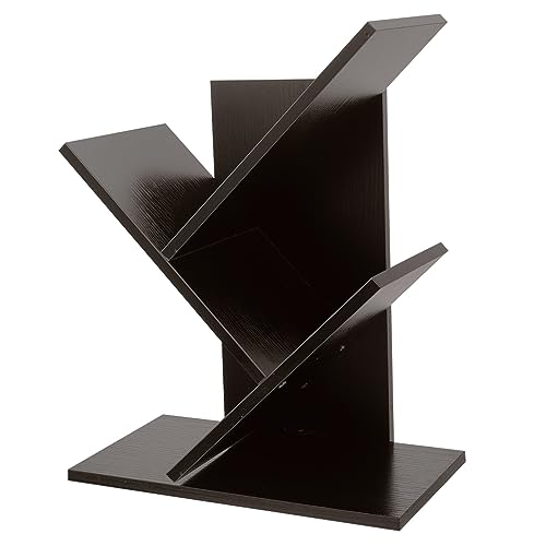DIKACA Baumförmiges Bücherregal aus Desktop Regal für Vinyl Schallplatten Stilvoller Organizer für Büro und Zuhause und Stabil Stöckig Walnussfarbe von DIKACA