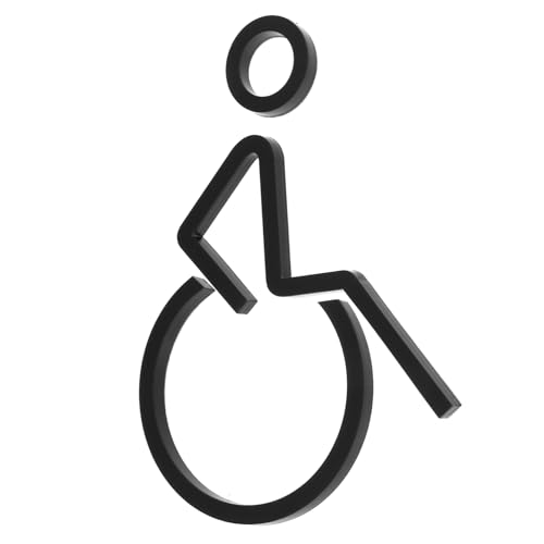 DIKACA Behindertentoilettenschild Acryl Selbstklebend Schwarz Rollstuhlsymbol Leicht Anbringbar Geeignet für Öffentliche Wc Türen Aufzug und Sanitärbereiche Klare Orientierungshilfe für von DIKACA