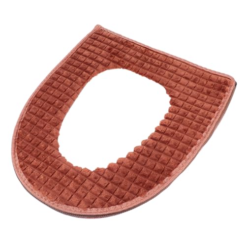 DIKACA Beiger Extra Großer und Dicker Toilettensitzbezug mit Reißverschluss Warmes Waschbares Sitzkissen Weiches Hautfreundliches Material Rutschfestes Polster für Badezimmerkomfort von DIKACA