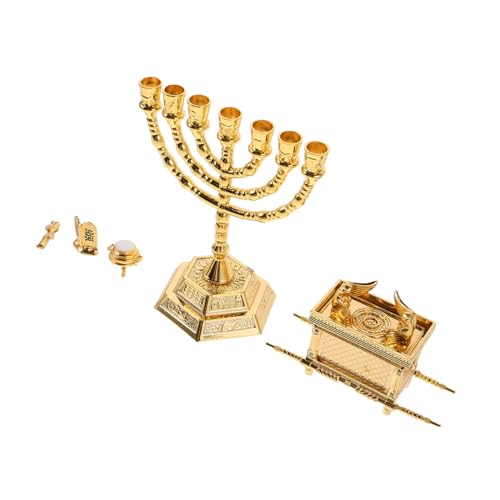 DIKACA Biblische Statue Judaica Dekorative Figurine Schmuckdose Israelisches Kunstwerk Hanukkah Kerzenhalter Goldfarbene Replik für Jüdische Feierlichkeiten und Spirituelle Wohnkultur von DIKACA