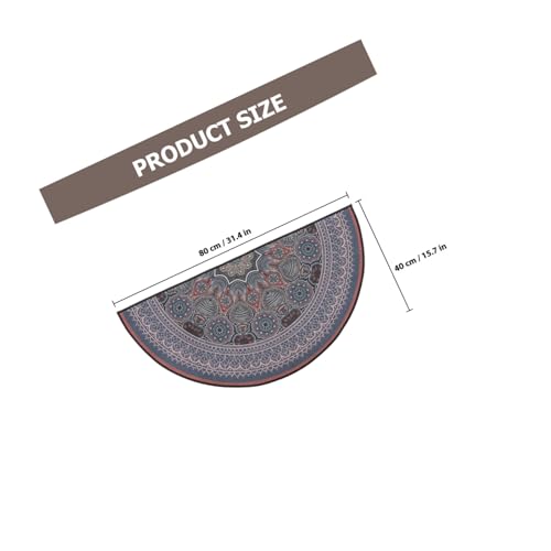 DIKACA Bohemian Stil Halbkreis Teppich mit Mandala Muster rutschfest Vintage Fußmatte für Badezimmer Küche Wohnzimmer Dekorative Bodenmatte im Retro Design von DIKACA