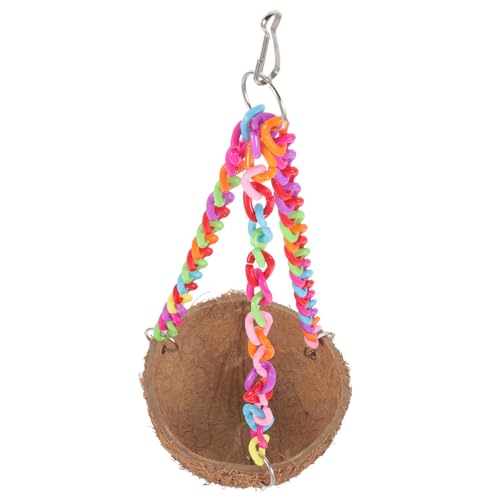DIKACA Bunte Papageien Hängematte Kokosnussschale Nest Hängende Schaukel Vielseitig für Wellensittiche Hamster Kleintiere Komfortables Vogelbett mit Einfachem Haken Zufällige Farbe DIKACA Bunte Papageien Hängematte Kokosnussschale Nest Hängende Schaukel Vielseitig für Wellensittiche Hamster Kleintiere Komfortables Vogelbett mit Einfachem Haken Zufällige Farbe von DIKACA