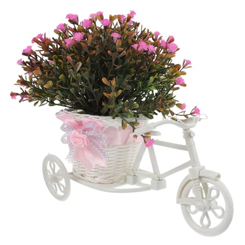 DIKACA Dreirad-pflanzgefäß Künstliche Blumen Im Topf Gartenfahrradblumen Außendekorationen Fahrrad-kunstblume Dreirad-blumenkorb Indoor-Bonsai Plastikblumen Haushalt Blumendekoration PVC von DIKACA