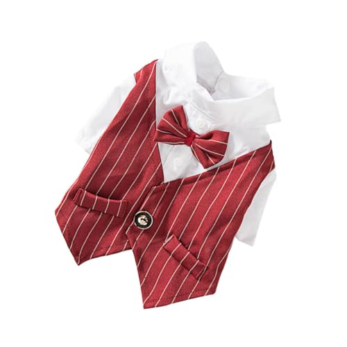 DIKACA Eleganter Hundesakko Weinrot XXL Festliches Haustier Suit Kostüm für Hochzeit Geburtstag Foto Shooting Bequem Strapazierfähig Leicht Anzuziehen Schnelltrocknend Modisch für Kleine von DIKACA