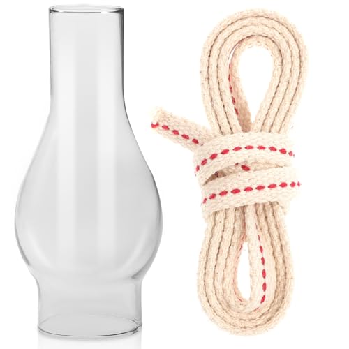 DIKACA Glas Lampenschirm Ø Retro Petroleumlampe Ersatz Lampenglas für Camping Vintage Öllampe Zubehör Sicheres Klares Glas Dekorativer Lampenschirm für Zuhause und Outdoor von DIKACA