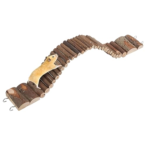 DIKACA Golden Drahtbärkletterleiter klein Meerschweinchenleiter für den Käfig Stehen Hamsterrampe hängende Brücke Hamstertreppe Hamster biegbare Brücke Hamsterbrücke Hölzern von DIKACA