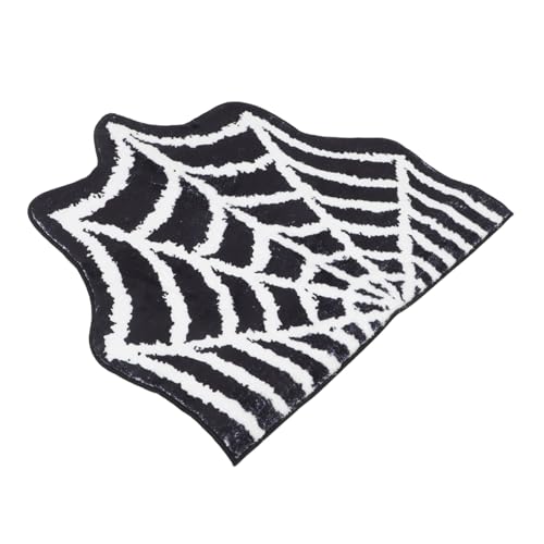 DIKACA Halloween Spinnennetz Bodenmatte Dekor Badezimmermatte Spinnennetz Türmatte Badematten Haustürmatte Teppich Schlafzimmermatte Halloween Küchenteppich von DIKACA