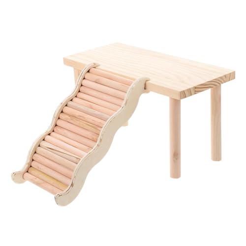 DIKACA Hamster Kletterleiter Holzspielzeug Kletterplattform für Hamster Käfig Mehrstöckige Holzplattform als Ruhe Spielbereich für Kleine Haustiere von DIKACA