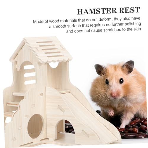 DIKACA Hamsterhaus aus Hochwertigem Holz Langlebiges Kleintierhaus mit Versteckfunktion Geeignet für Hamster Meerschweinchen und Andere Kleine Haustiere Komfortables Nest zum Schlafen von DIKACA