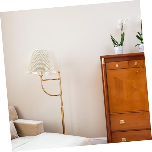 DIKACA Handgefertigter Lampenschirm aus Beigem Imitations rattan Gewebt und Robust Vielseitig Einsetzbar als Tischlampen Stehlampenzubehör Einfache Montage Stilvolle Wohnraumdekoration von DIKACA