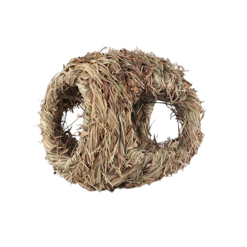 DIKACA Handgefertigtes Vierlöchriges Vogelnest aus Geflochtenem Naturmaterial Langlebiges für Haustier vögel Dekoratives Gartennest in Hellem Gelb für Wellensittich und Kleintierkäfig von DIKACA