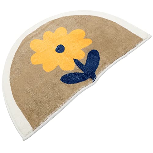 DIKACA Haushalts Badezimmermatte rutschfest Wasserabsorbierend und Dekorative Halbrunde Badeteppich Camelfarbenem Blumenmuster Langlebig und Pflegeleicht von DIKACA
