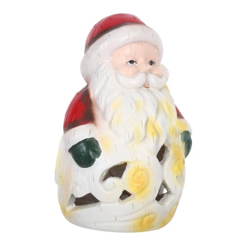 DIKACA Hohle Santa Claus Statue mit LED Nachtlicht Resin Weihnachtsfigur für Tischdeko Wiederverwendbare Weihnachtsdekoration Festlicher Weihnachtsschmuck für Party Regal und Kaminsims von DIKACA