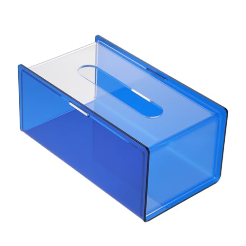 DIKACA Kleinblauer Acryl Taschentücherbox Stabiles Transparentes Material Kompakt und Leicht Praktische Servietten Aufbewahrungsbox für Haushalt und Schreibtisch Waschbar und Langlebig von DIKACA