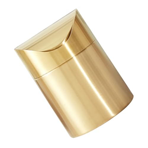 DIKACA Mini Mülleimer mit Deckel aus Edelstahl Kompakt und Elegant für Schreibtisch Arbeitsplatte Auto Geeignet Vielseitiger Kleiner Abfalleimer in Edlem Gold für Büro und Zuhause von DIKACA