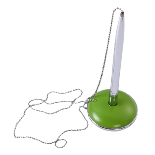 DIKACA Multifunktionaler Steh schreibstift mit Kettenhalterung Sprühlackierte Oberfläche in Grün Langlebig und Farbintensiv für Bank Büro und Hotelempfang Professionelles Design von DIKACA