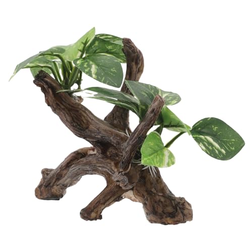DIKACA Resin Aquarium Driftwood mit Verstecken Natürliche Fischverstecke und Pflanzen Vielseitige Wasserlandschaft Dekoration für Süßwasser und Meerwasser Aquarien Stressreduzierende von DIKACA