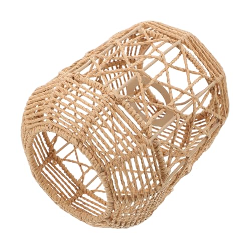 DIKACA Rustikaler Handgefertigter Decken lampenschirm aus Imitations rattan Vintage Pendelleuchte für Esszimmer Wohnzimmer und Teestuben Warmes Licht Natürlicher Charme Ersatzschirm für von DIKACA