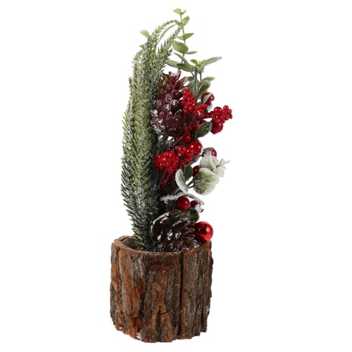 DIKACA Simulierter Weihnachtsbaum Gefälschte Mini -Baumpflanzen Weihnachten Tischplatte Baumschmuck Tischfeiertagsbaumdekoration Mini-Flaschenbürstenbaum Urlaub Weihnachtsbaum Echte Rinde von DIKACA