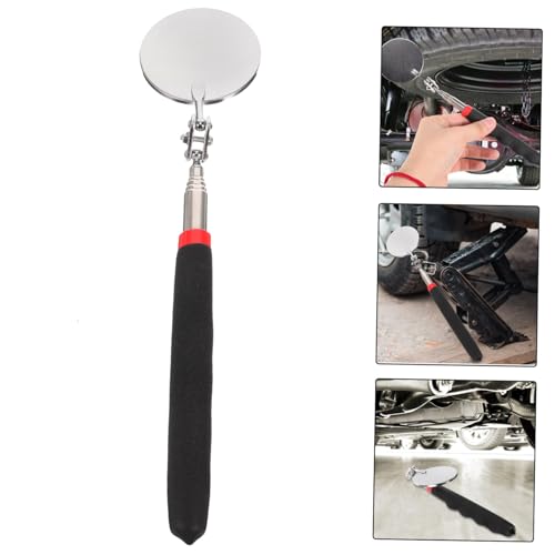 DIKACA Teleskopischer Inspektionsspiegel aus Edelstahl Ausziehbar mit Transparentem Glas Drehbar Runder Kontrollspiegel für Fahrzeugunterboden Werkstattinspektion Robuster von DIKACA