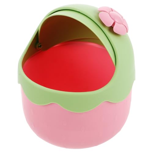DIKACA Tischmülleimer Erdbeerform Mini Abfallbehälter Platzsparend Dekorativ für Kinderzimmer und Schreibtisch Sauberkeit und Ordnung von DIKACA