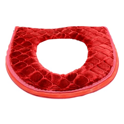 DIKACA Toilettensitzauflage mit Reißverschluss Gepolstert rutschfeste Wc Matte Komfortabel und Langlebig Passend für Haushalts Badezimmer toiletten Ganzjährig Geeignet Rot von DIKACA