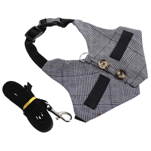 DIKACA Verstellbares Kaninchen Geschirr mit Leine Leichtes Zuggeschirr für Kleine Haustiere Komfortables Hasenweste Set im Eleganten Anzugstil Geeignet für Outdoor und Training von DIKACA