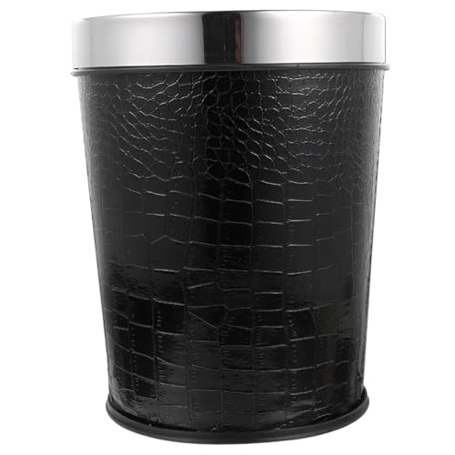 DIKACA Vintage Stil Abfallbehälter ohne Deckel aus Langlebigem Kunststoff Dekorativer Bad Mülleimer für Haushalt und Büro Stilvoller Papierkorb zur Müllaufbewahrung in Schwarz mit optik von DIKACA
