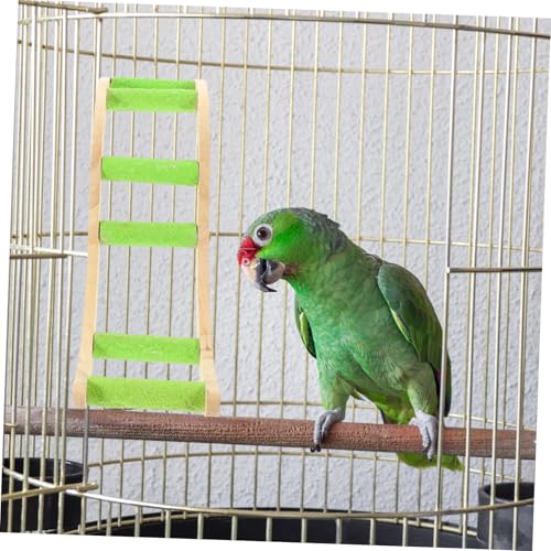 DIKACA Vogelkäfig Kletterleiter aus Naturholz Robuste Papagei Spielzeugleiter mit Krallenpflegefunktion Bunte Hamster Kletterleiter für Kleine bis Mittlere Vögel von DIKACA