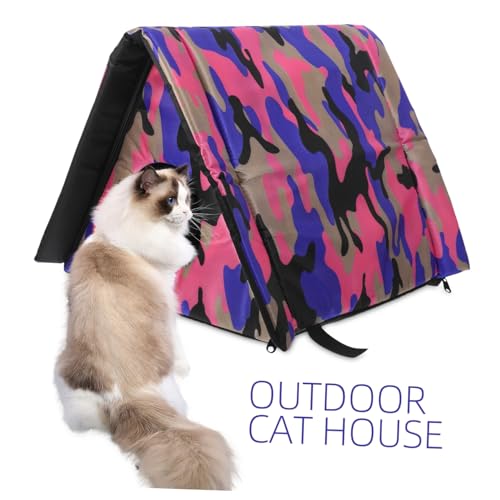 DIKACA Wetterfestes Outdoor Katzenhaus mit Isoliertem Innenraum Winddicht und Warm Robustes Schutzhaus für Kleine Katzen und Haustiere als Winterunterkunft S von DIKACA