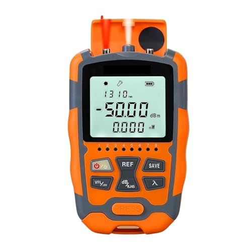 DIKAMAN Glasfaserkabeltester, AUA-M50 Mini 4-in-1-Multifunktions-optischer Leistungsmesser, Visueller Fehlerorter, Netzwerkkabeltest, Optischer Fasertester Hohe Stabilität(15MW with FC-LC) von DIKAMAN