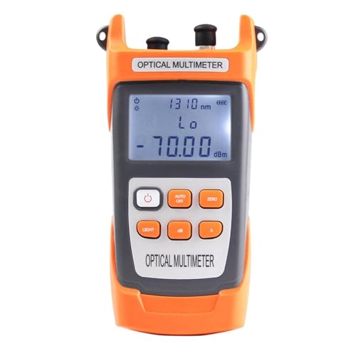 DIKAMAN Glasfaserkabeltester, Handheld -70~+10 DBm Glasfaser-Leistungsmesser 5/10 MW VFL Fiber Visual Fault Locator Leistungsmesser Multimeter Hohe Stabilität(Orange 10MW) von DIKAMAN