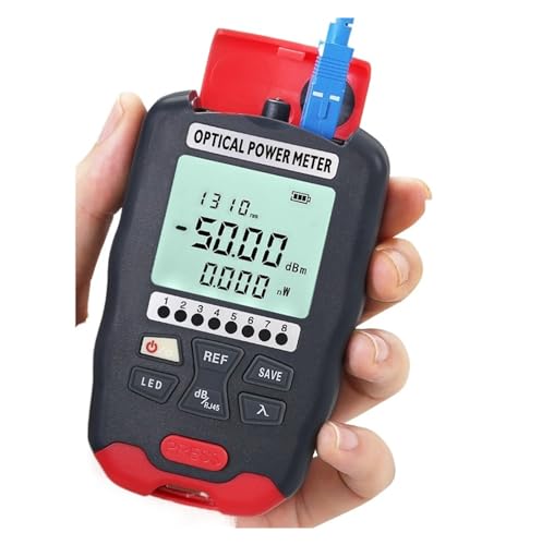 DIKAMAN Glasfaserkabeltester, Handheld Mini Optical Power Meter OPM Optical Fiber Tester Mit LED-Beleuchtung -70+10/-50+26dBm Hohe Stabilität(D5-50 to 26dB) von DIKAMAN