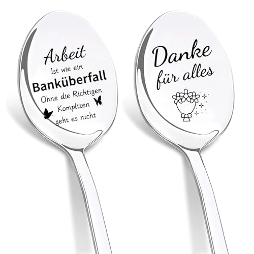 DIKARIYA Kleine Abschiedsgeschenk für Kollegen, 2er Kaffeelöffel mit Gravur Arbeit Ist wie EIN Banküberfall Ohne die Richtigen Komplizen geht es Nicht, Dankeschön Geschenk für Kollegin Weihnachten DIKARIYA Kleine Abschiedsgeschenk für Kollegen, 2er Kaffeelöffel mit Gravur Arbeit Ist wie EIN Banküberfall Ohne die Richtigen Komplizen geht es Nicht, Dankeschön Geschenk für Kollegin Weihnachten von DIKARIYA