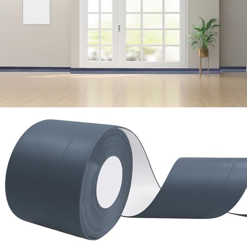 DIKARIYA Weichsockelleiste Dunkelgrau Selbstklebend, 50x20mm 6 Meter Sockelleiste PVC Weichsockelleiste Flexibel Fussleisten Selbstklebend, Flexible Knickleiste für Küche Bad Badezimmer von DIKARIYA