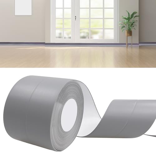 DIKARIYA Weichsockelleiste Grau Selbstklebend, 30x30mm 6 Meter Flexible Sockelleiste Selbstklebende, PVC Weichsockelleiste Flexibel Fussleisten Knickleiste für Haus Küche Bad Badezimmer von DIKARIYA