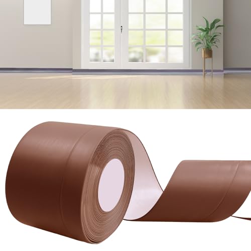 DIKARIYA Weichsockelleiste Selbstklebend, 50x20mm 6 Meter PVC Sockelleiste Selbstklebende, PVC Weichsockelleiste Flexibel Fussleisten Selbstklebend, Flexible Knickleiste für Küche Bad Badezimmer von DIKARIYA