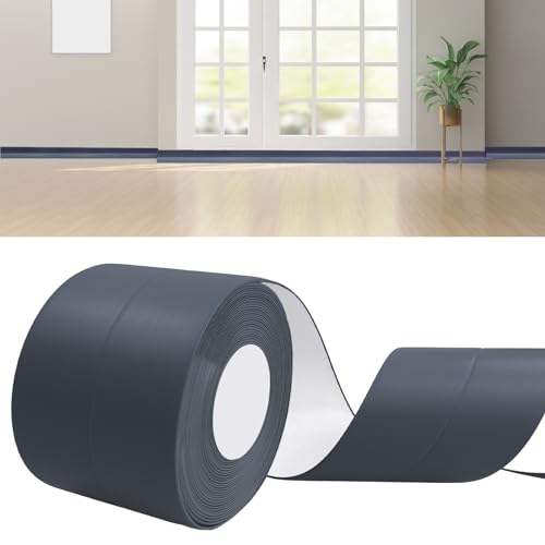 DIKARIYA Weichsockelleiste Selbstklebend Dunkelgrau, 19x19mm 12 Meter Sockelleiste Selbstklebende, PVC Weichsockelleiste Fussleisten Selbstklebend, Flexible Knickleiste für Küche Bad und Badezimmer von DIKARIYA