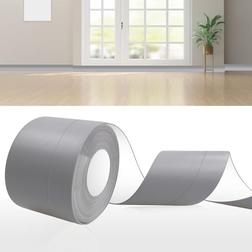 DIKARIYA Weichsockelleiste Selbstklebend Grau, 60x20mm 6 Meter PVC Sockelleiste Selbstklebende, Weichsockelleiste Flexibel Fussleisten Selbstklebend, Flexible Knickleiste für Küche Bad Badezimmer von DIKARIYA