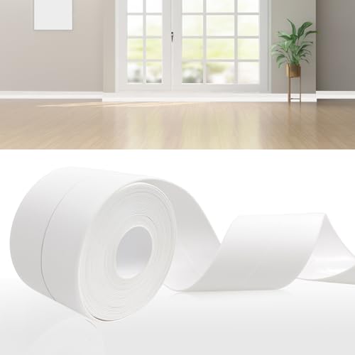 DIKARIYA Weichsockelleiste Selbstklebend Weiß, 23x32mm 12 Meter Sockelleiste Selbstklebende, PVC Weichsockelleiste Flexibel Fussleisten Selbstklebend, Flexible Knickleiste für Küche Bad und Badezimmer von DIKARIYA