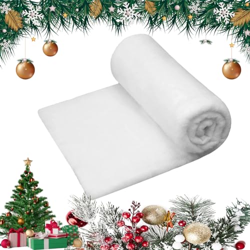 DIKARIYA Weihnachten Schneedecke, Künstliche Schnee Decken Weihnachtsdecke Kunstschnee Dekoschnee Weihnachtsdeko Flauschig Szene für Weihnachtsbaum Röcke Tabelle Läufer Dekor Winter (80x240CM) von DIKARIYA