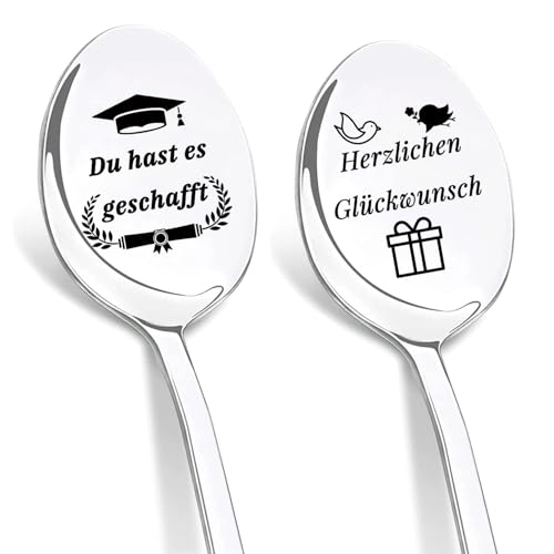 DIKARYA Glücksbringer Prüfung Geschenke, Kaffeelöffel mit Gravur Du hast es geschafft, Herzlichen Glückwunsch! Löffel Geschenke Abschluss Prüfung Bestanden Abiturgeschenk mit Spruch für Jungen Mädchen DIKARYA Glücksbringer Prüfung Geschenke, Kaffeelöffel mit Gravur Du hast es geschafft, Herzlichen Glückwunsch! Löffel Geschenke Abschluss Prüfung Bestanden Abiturgeschenk mit Spruch für Jungen Mädchen von DIKARIYA