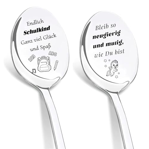 DIKARYA Löffel zum Schulanfang, 2er Kaffeelöffel mit Gravur zum Einschulung Geschenke Junge Mädchen Löffel mit Geschenkbox Schulanfang Schulkind 2025 Geschenk Schultüte Füllung Mädchen 6 Jahre DIKARYA Löffel zum Schulanfang, 2er Kaffeelöffel mit Gravur zum Einschulung Geschenke Junge Mädchen Löffel mit Geschenkbox Schulanfang Schulkind 2025 Geschenk Schultüte Füllung Mädchen 6 Jahre von DIKARIYA