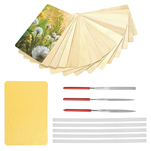 DIKEBAO 15 Stück Balsaholz Platten Dünn Holzplatte 10x15cm Holz Platten Natur Balsa Platten Unbehandeltes Bastelholzplatten + 5 Schmelzklebestifte + 1 Tuch + 3 Feilen Pappel für DIY Handwerk Modell von DIKEBAO